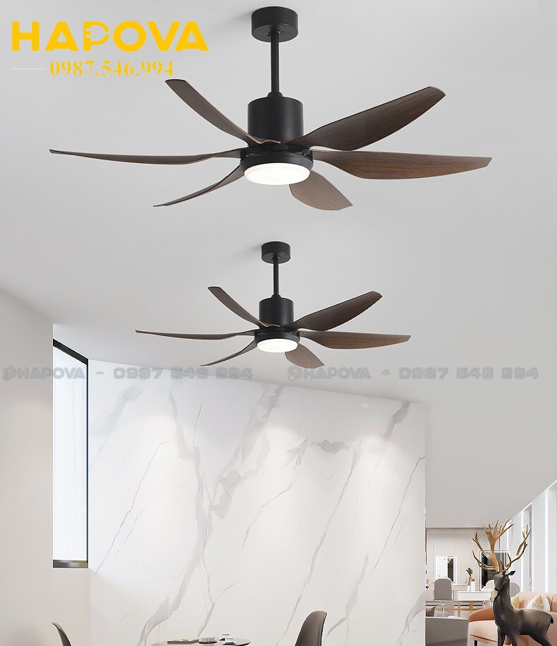 Quạt trần cánh gỗ HAPOVA 8090 kích thước 1,67m động cơ 6 số + Tặng kèm điều khiển từ xa HÀNG CHÍNH HÃNG