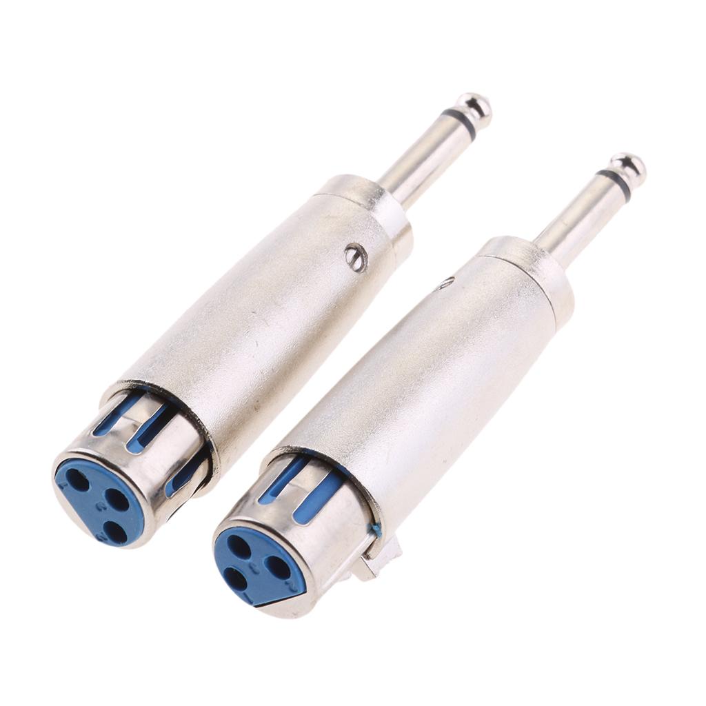 2 Pack XLR 3-Pin Female to 1/4" 6.35mm Mono Male Jack Audio Mic Adapter