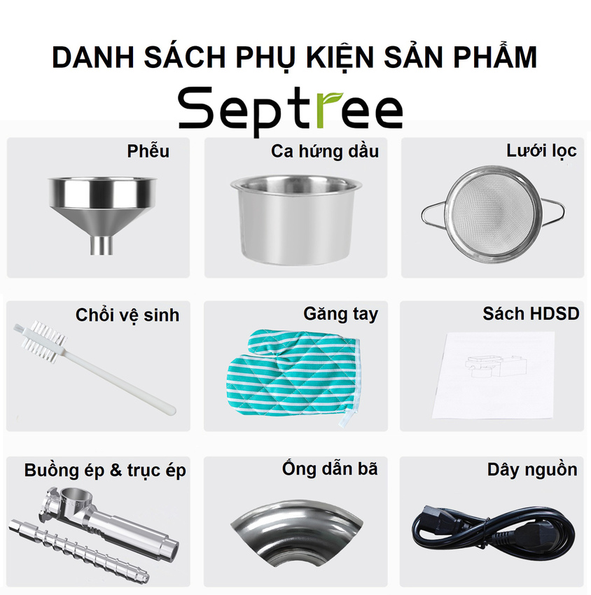 Máy ép dầu ăn thực vật chuyên nghiệp nâng cấp hoàn toàn mới thương hiệu Mỹ cao cấp Septree X10 1400W - Hàng nhập khẩu (BH 1 NĂM)