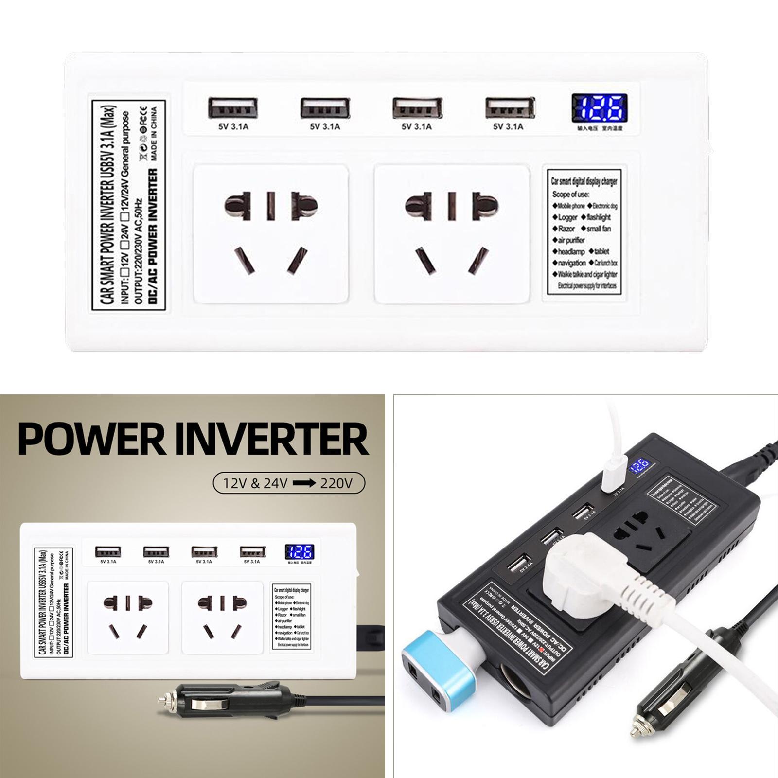 DC 12V to AC 220V Car Inverter LED Display Car Plug Converter Auto Converter Inversor ,for Car Jump Starters Automotive Tools