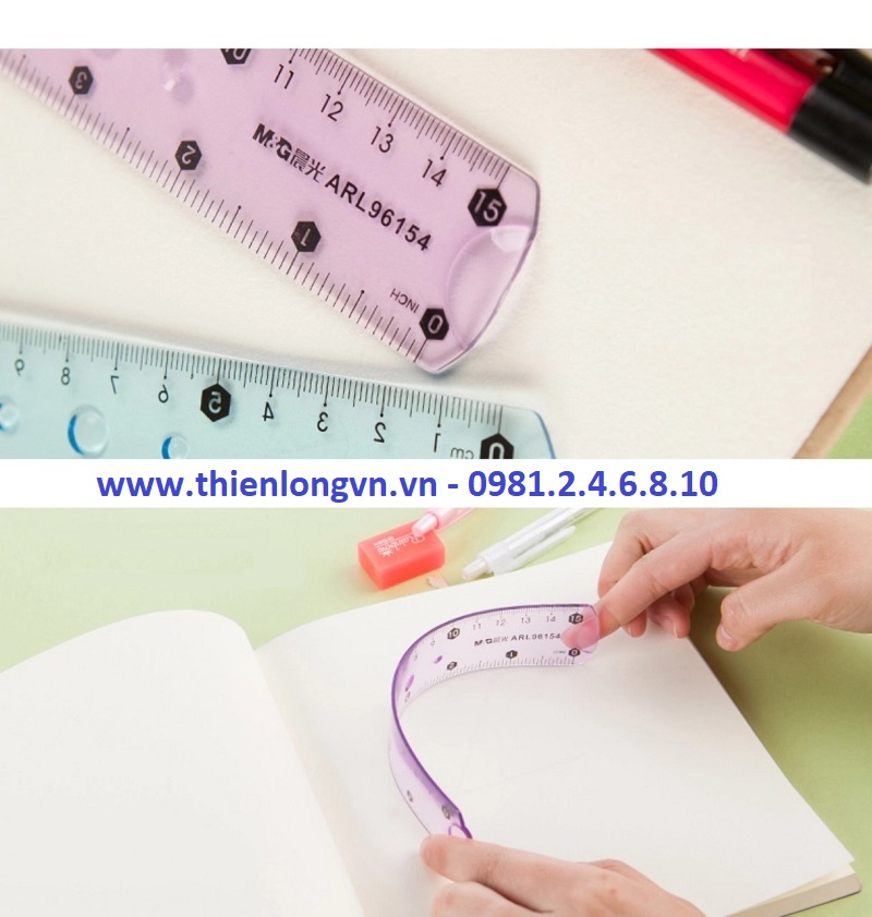 Thước kẻ dẻo 15cm M&amp;G - ARL96154 màu xanh