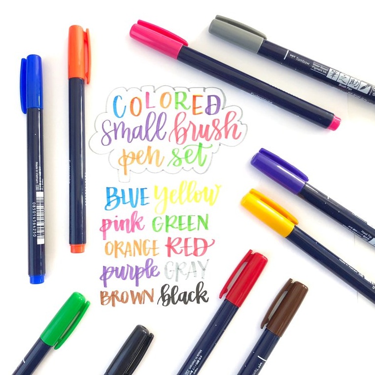 Bộ 10 Bút viết thư pháp TOMBOW FUDENOSUKE chuyên viết Hán tự Brush Lettering dòng màu sắc