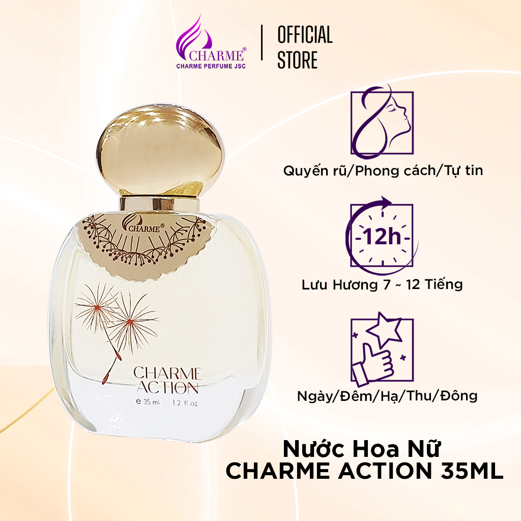 Nước hoa nữ lưu hương lâu, Charme Action, ba tầng hương thanh mát, gợi cảm không thể chối từ, 35ml