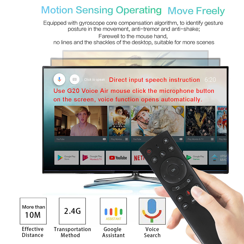 Chuột Không Dây G20 2.4GHz Với Bộ Thu USB Điều Khiển Bằng Giọng Nói Cho Máy Chiếu Máy Tính