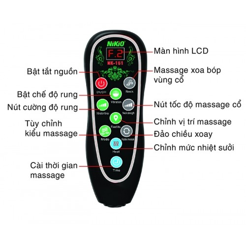 Nệm massage toàn thân Nikio NK-151 - Nhiệt nóng hồng ngoại, có gối mát xa cổ vai gáy