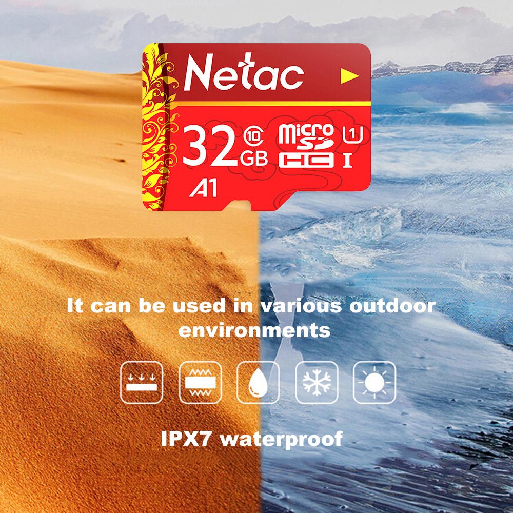 Thẻ nhớ Netac TF (MicroSD) A1 U1 C10 Máy ghi lưu lượng Giám sát Camera Thẻ lưu trữ điện thoại di động-Màu đỏ-Size
