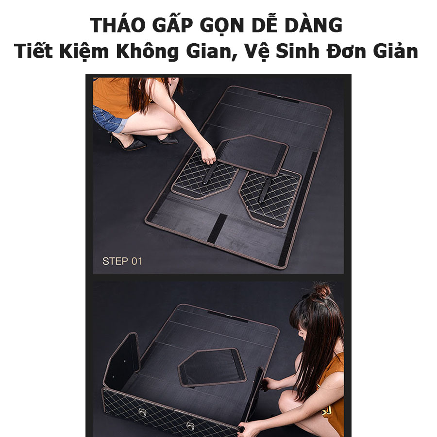 Hộp Đựng Đồ Cốp Xe Ô Tô; Sau Oto; Thùng Để Đồ Gấp Gọn; Hộp Da Chống Nước Cao Cấp