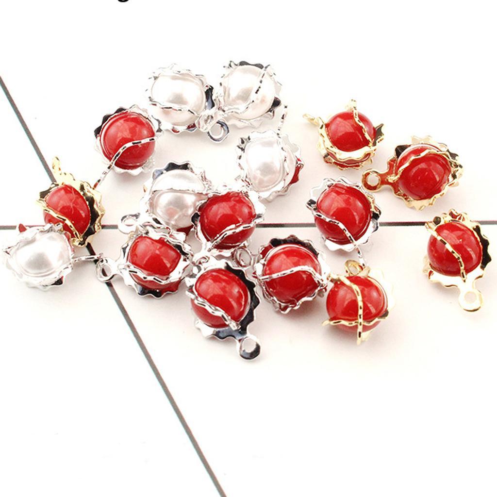 10 Pieces Round Pearl with Copper Pendant DIY Earring Necklace