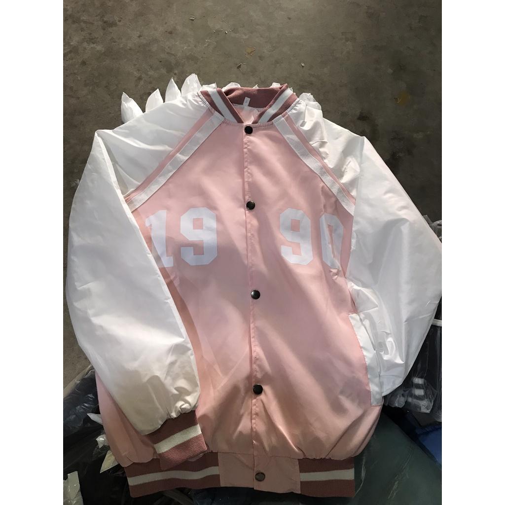 Hình ảnh Áo Khoác Bomber Jacket Dù 2 Lớp 1990 Varsity Form Rộng Basic Nam Nữ Unisex Couple Phong Cách Ulzzang