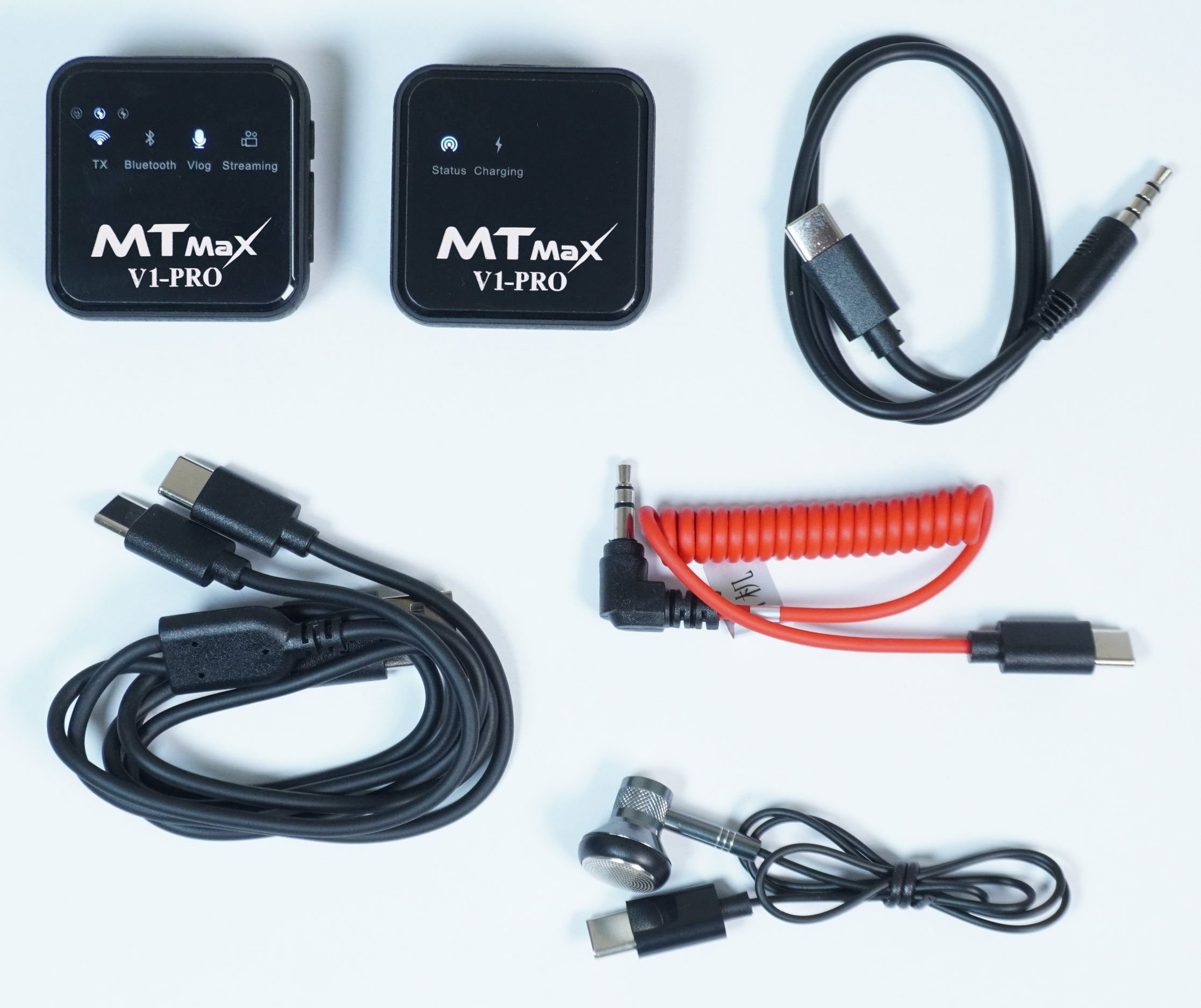 Micro cài áo Wireless MTMax V1-Pro - Mic thu âm không dây kết hợp Sound Card -  Lấy nhạc qua bluetooth - Tích hợp reverb hát livestream cực hay - Trang bị cổng cắm tai nghe kiểm âm - Micro dành cho điện thoại, máy ảnh, máy quay, DSLR - Hàng nhập khẩu