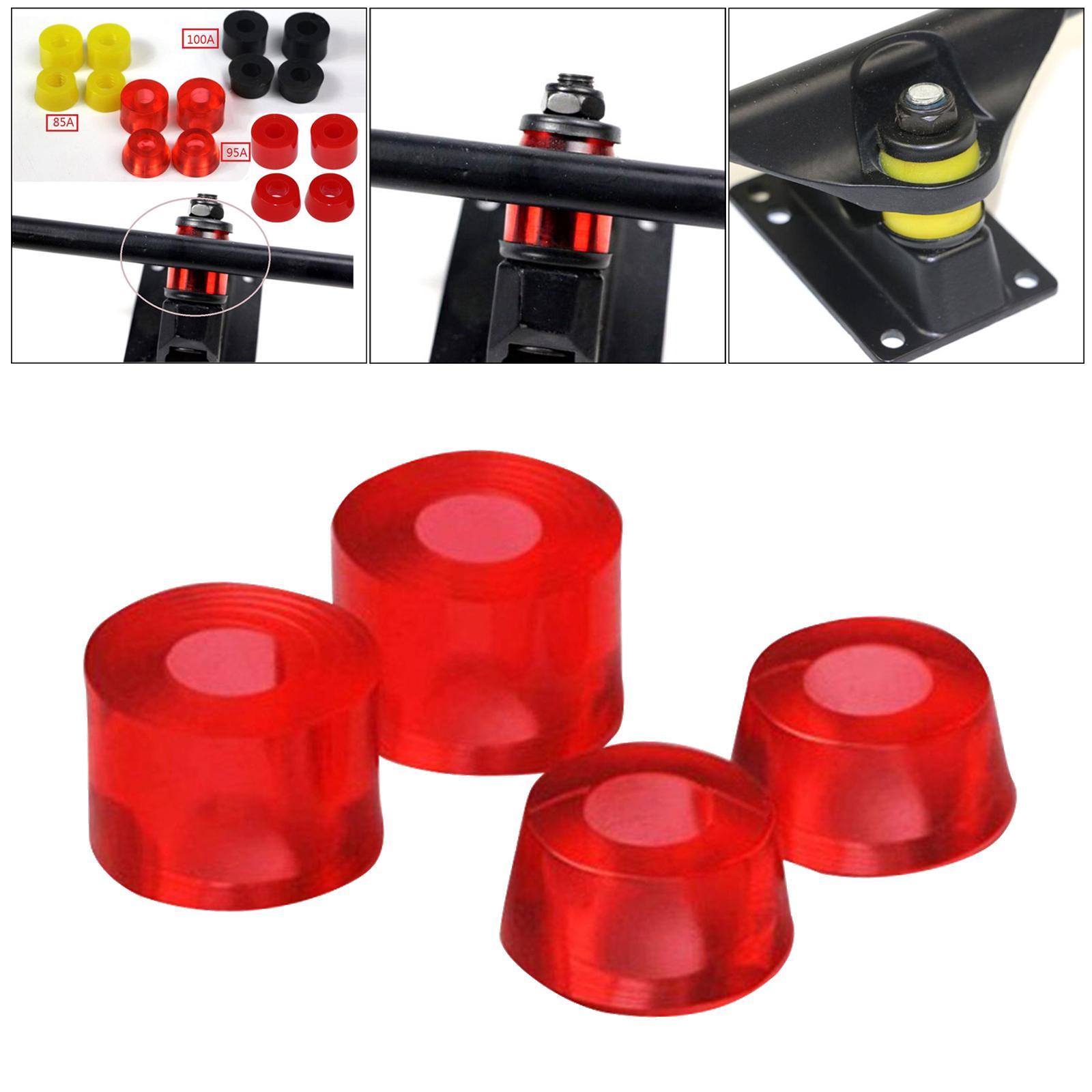 2x 4 Pieces Skateboard Bushings Longboard Truck Bushings Skateboard Cup Washers for Skateboard Trucks - Red 95A Longboard