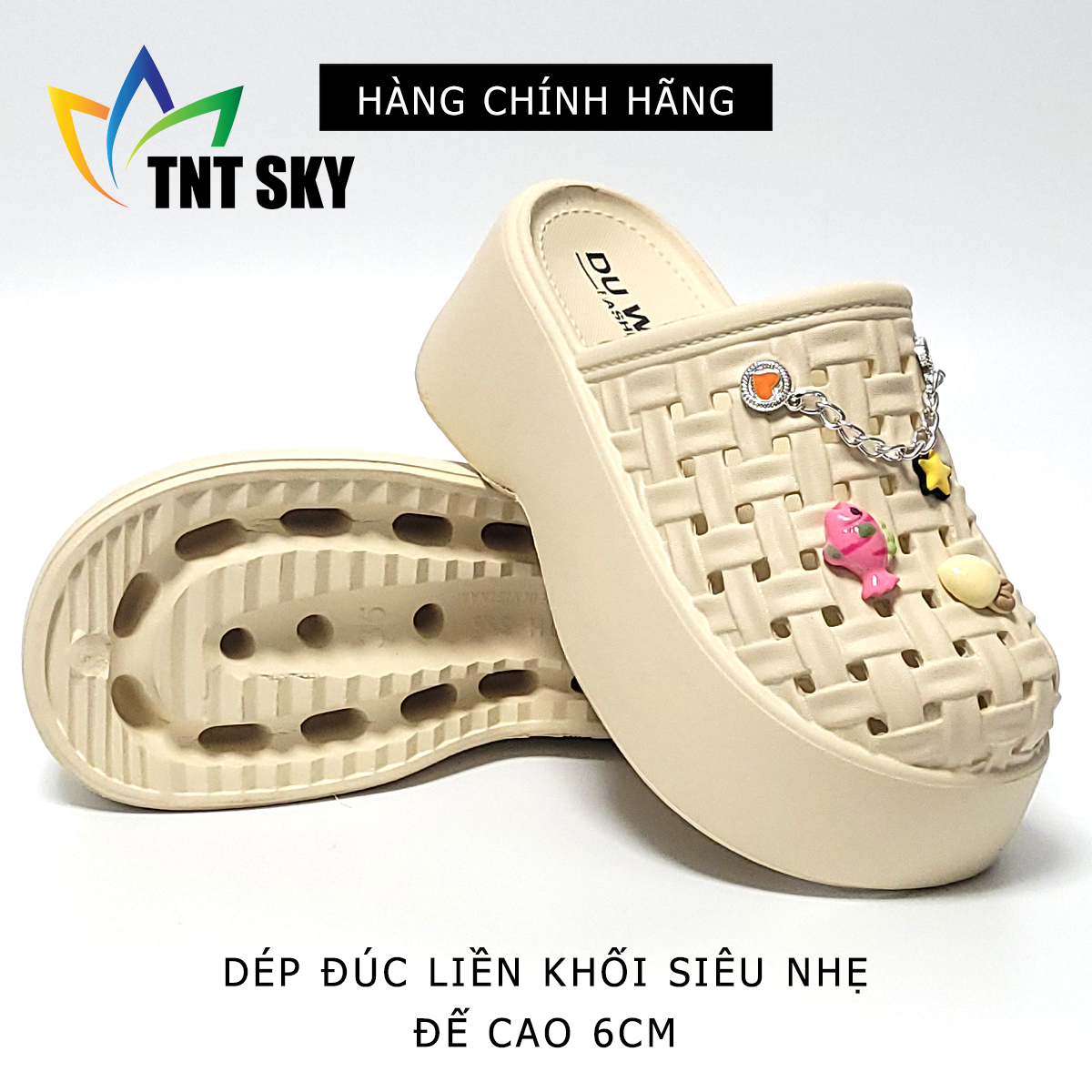 Dép Nữ Đúc Liền Khối Siêu Nhẹ Đế Cao 6CM - Hàng Chính Hãng - TK556