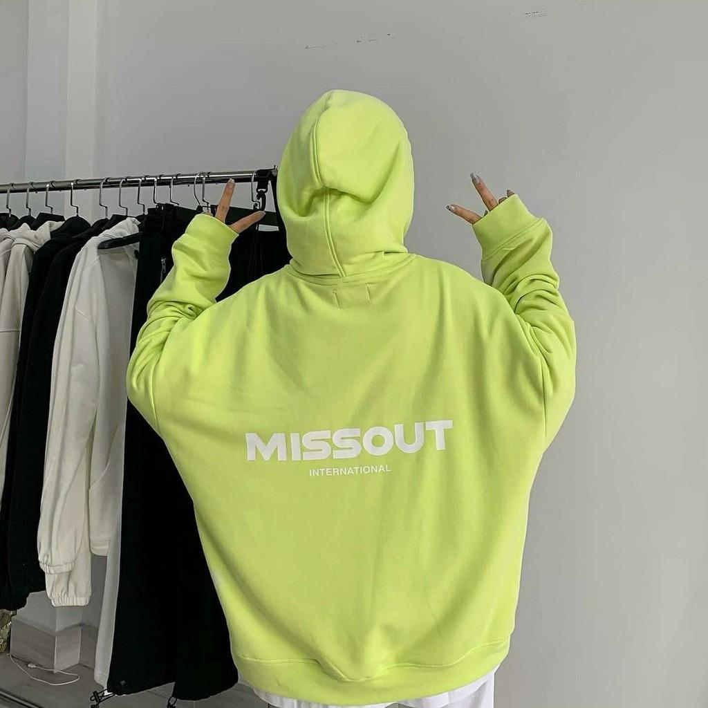 Áo Hoodie Khóa Zip Nỉ Bông in MISSOUT Form Rộng Unisex Nam Nữ Ulzzang