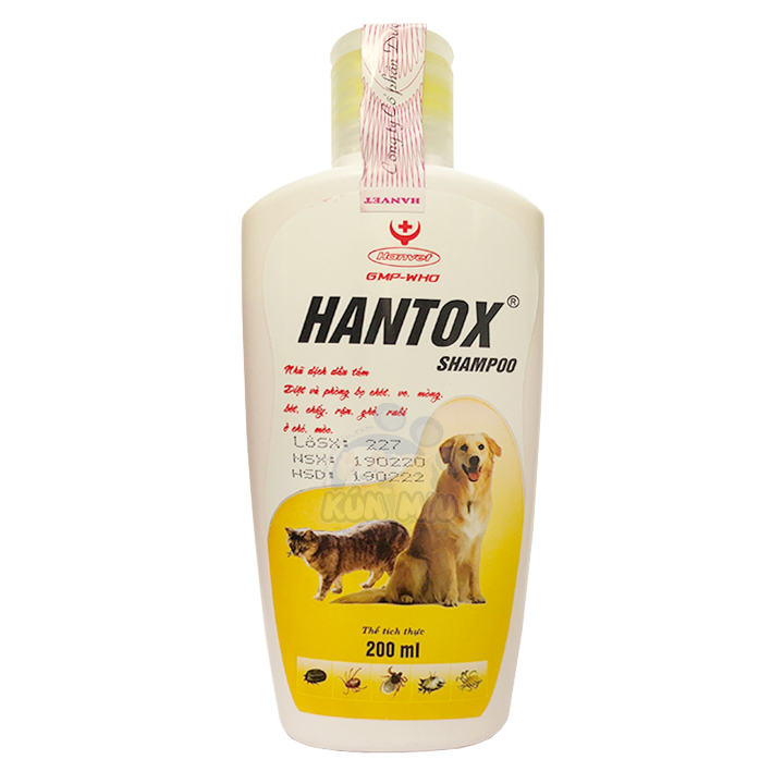Sữa tắm Hantox Shampoo vàng 200ml Sữa tắm trị ve rận, bọ chét, ký sinh trùng cho chó mèo