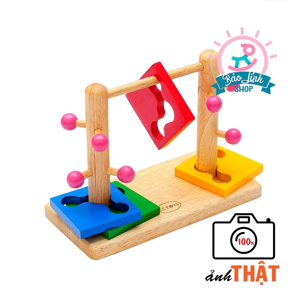 Giáo cụ Montessori 0-3 - Luồn cọc đôi cho bé rèn vận động tinh, tập trung, kiên nhẫn Winwintoys