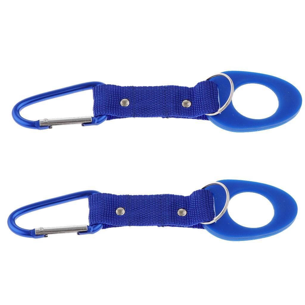 Pack 2 Portable Carabiner Water Bottle Drink Buckle Hook Holder Clip Key Chain Ring for Camping Hiking Traveling