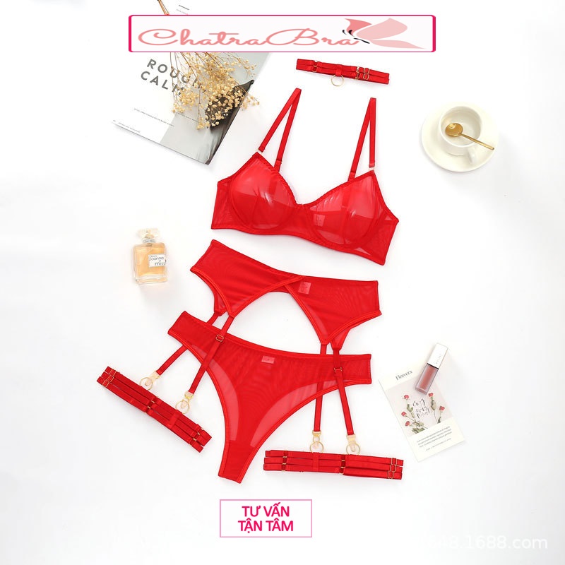 Set bộ đồ lót lingerie lọt khe xuyên thấu cao cấp