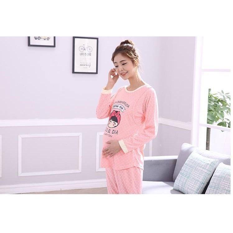 Bộ bầu  dài tay mặc nhà cho con bú