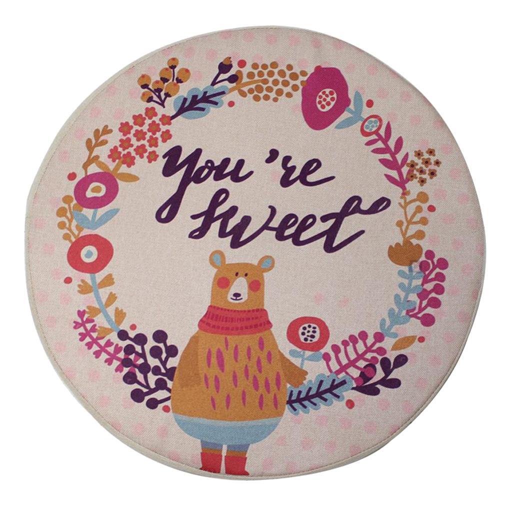 2xComfortable Non- Cushion Linen Round Mat Durable Stool Pad 40cm