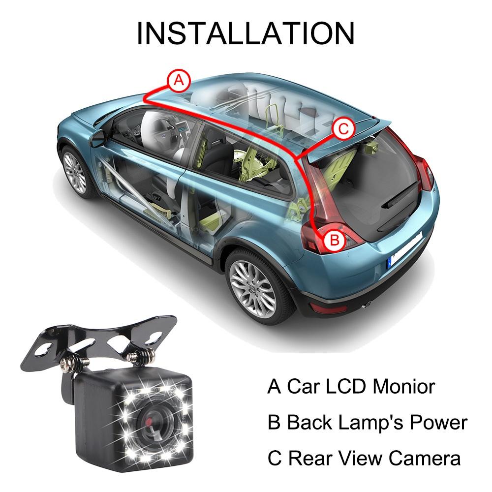Camera chiếu hậu 12 bóng LED 5 inch chống thấm nước kèm giá đỡ tiện dụng cho xe hơi
