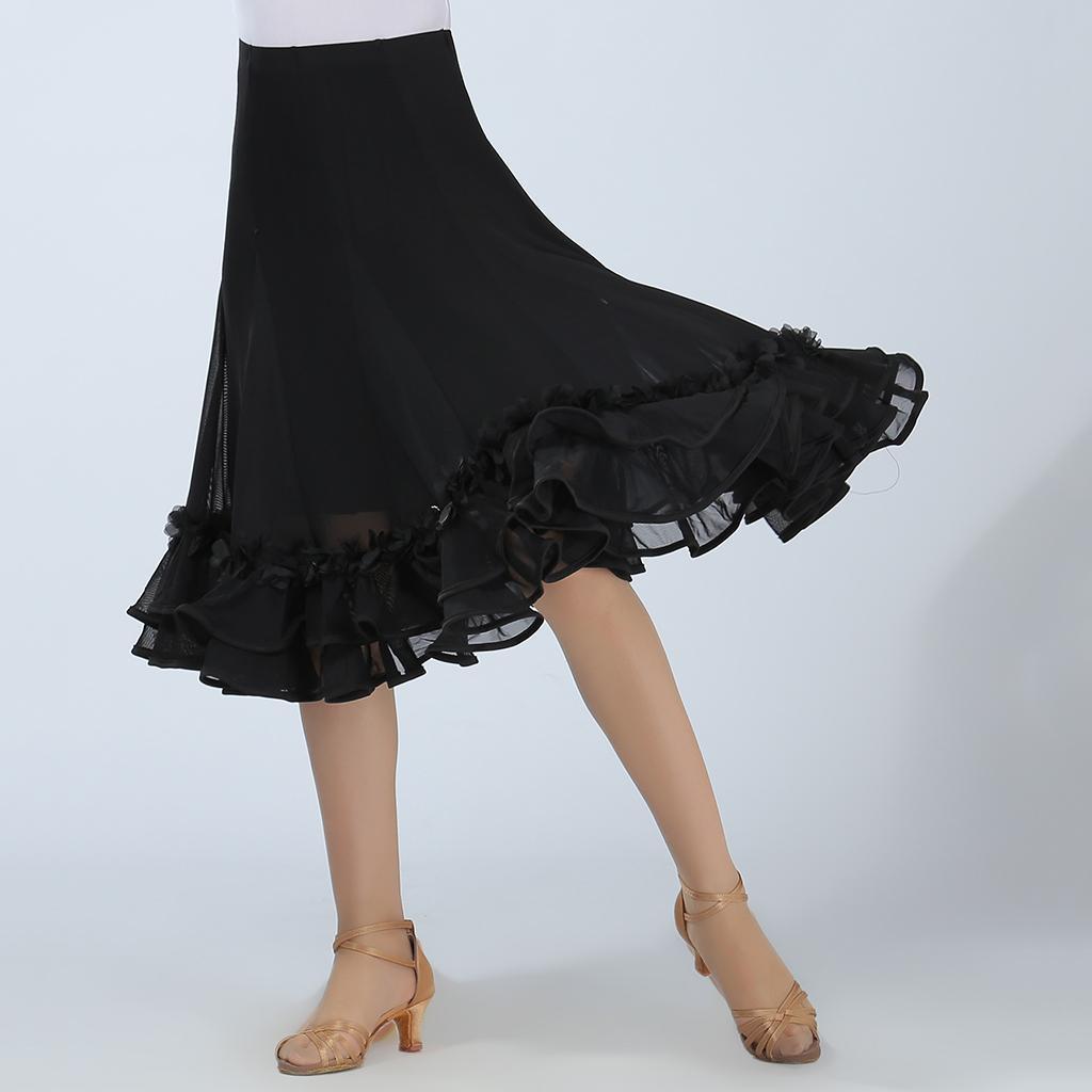 2 Pieces Women Lady Dance Skirt Ballroom Dance Skirt Full Circle Modern Dress Party Costume Dancewear