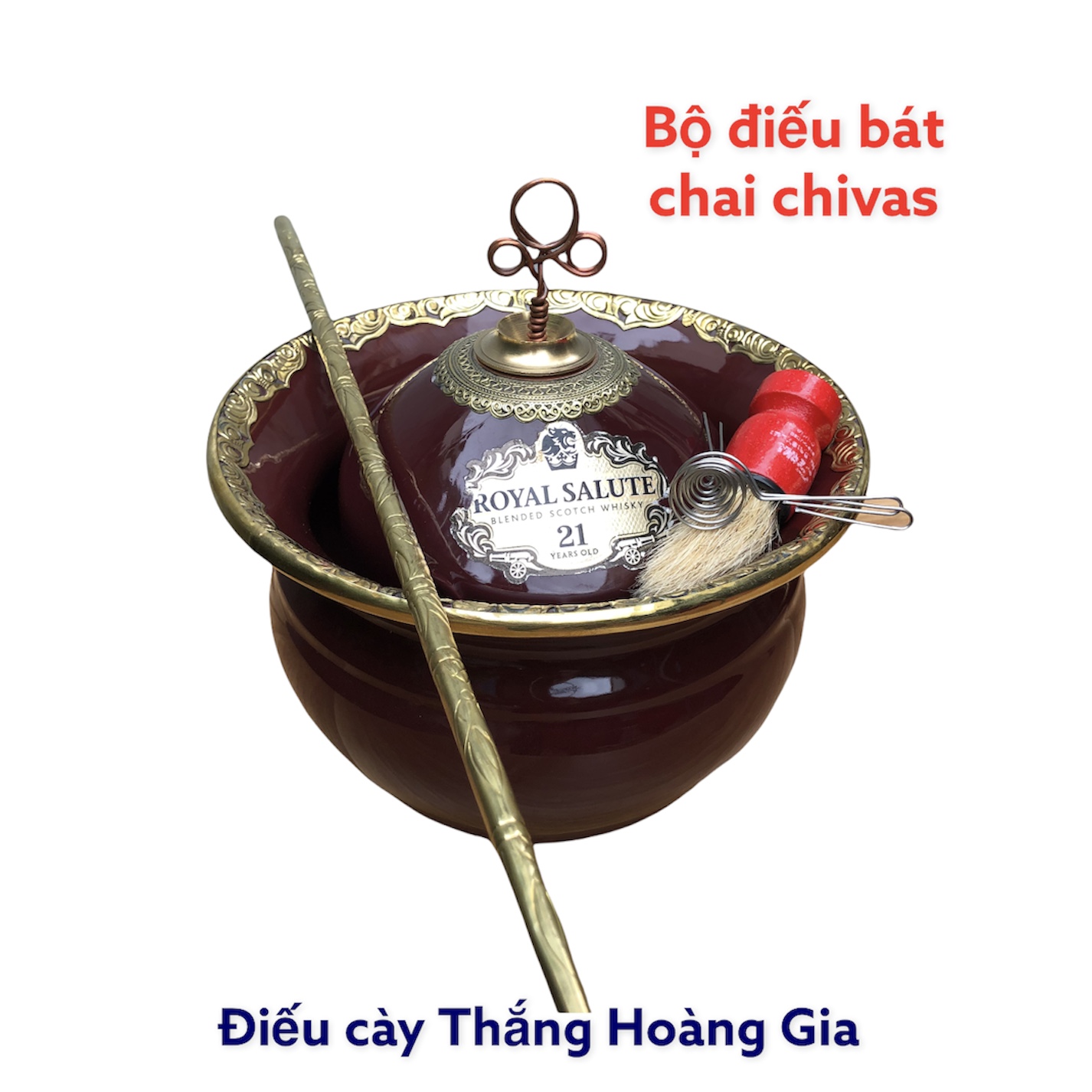 Điếu bát chai tặng kèm chổi nhấc tàn inox