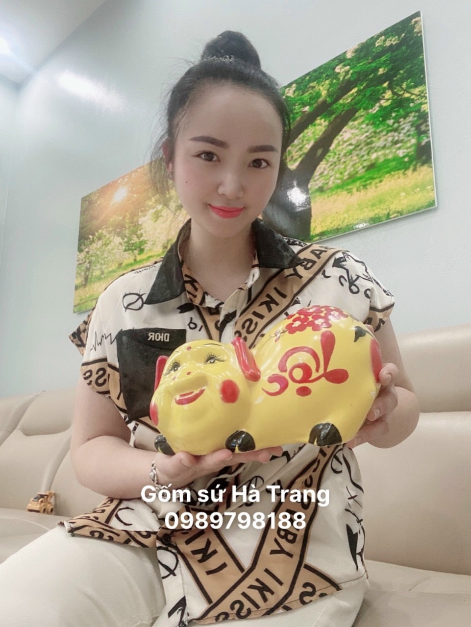 Heo tiết kiệm gốm sứ Bát Tràng cao cấp Heo tài lộc