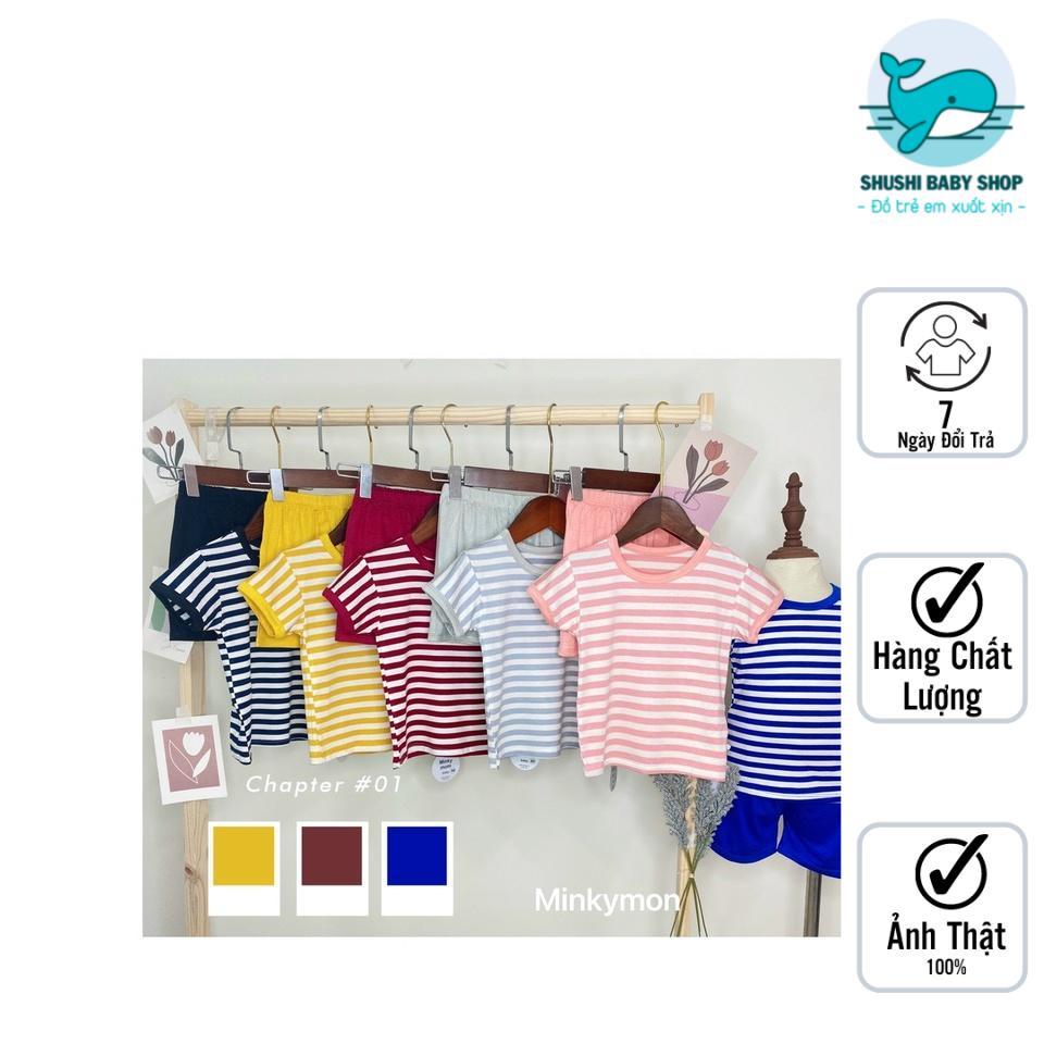 Đồ bộ bé trai bé gái bộ thun lạnh minky mom họa tiết sọc dệt cho bé mặc nhà, đi học