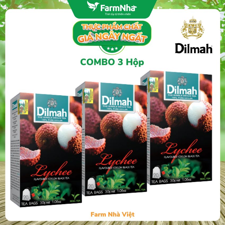 Trà Dilmah Lychee Hương Vải túi lọc 30g 20 túi x 1.5g - Tinh hoa trà Sri Lanka