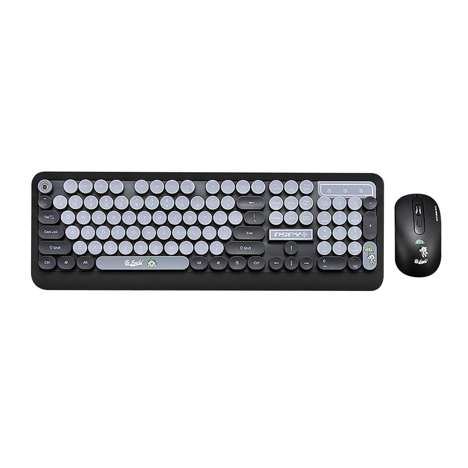 Desktop 2.4G Wireless Keyboard & Mouse Combo Retro Round Key
