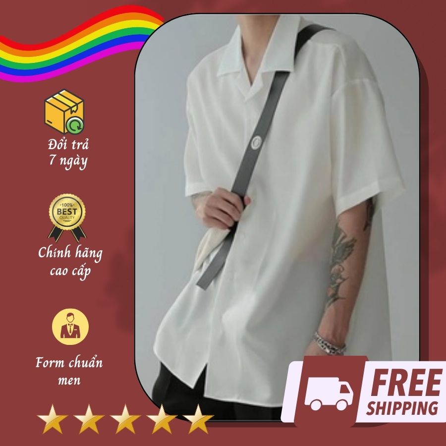 Áo Sơ Mi Trơn thun Cổ Vest Tay Ngắn Nam Cho Tomboy Trắng Đen Form Rộng Bigsize 100kg Unisex Cao Cấp Công Sở Nguyễn Nguyên