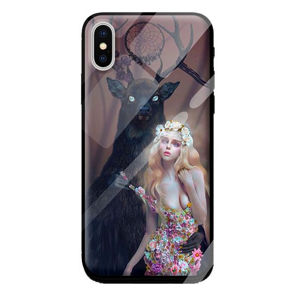 Ốp kính cho Iphone X mẫu hươu 2 - Hàng chính hãng