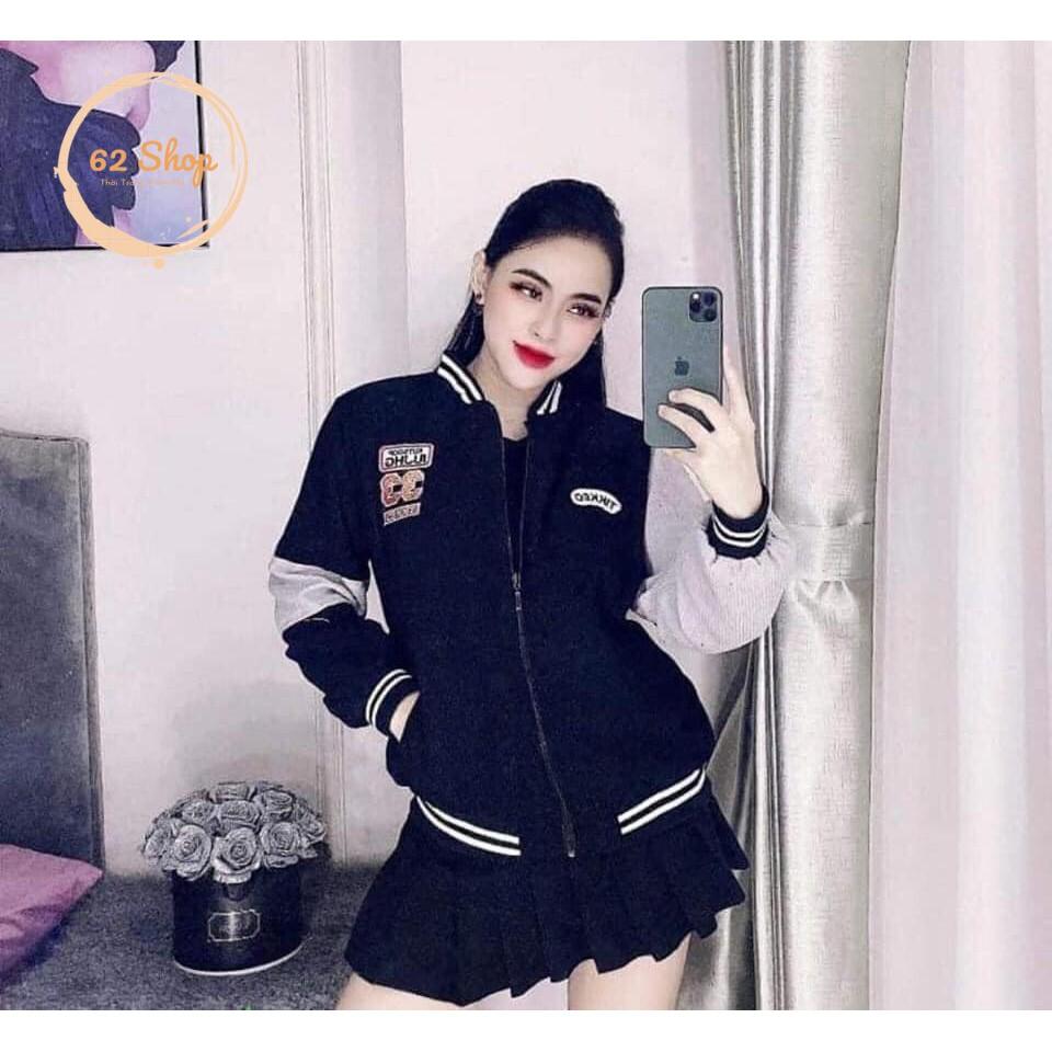 Áo Varsity Jacket Nhung Thêu 33 - Chất NHUNG TĂM dày dặn - Form to cả nam và nữ mặc đều đẹp - Túi 2 bên như mẫu