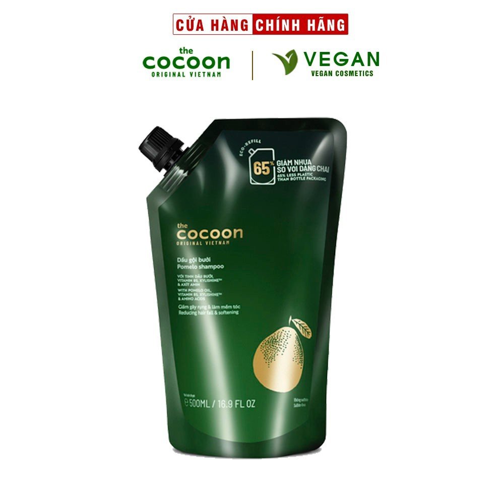 Túi Refill - Dầu gội bưởi Cocoon giúp giảm gãy rụng và làm mềm tóc 500ml, thuần chay