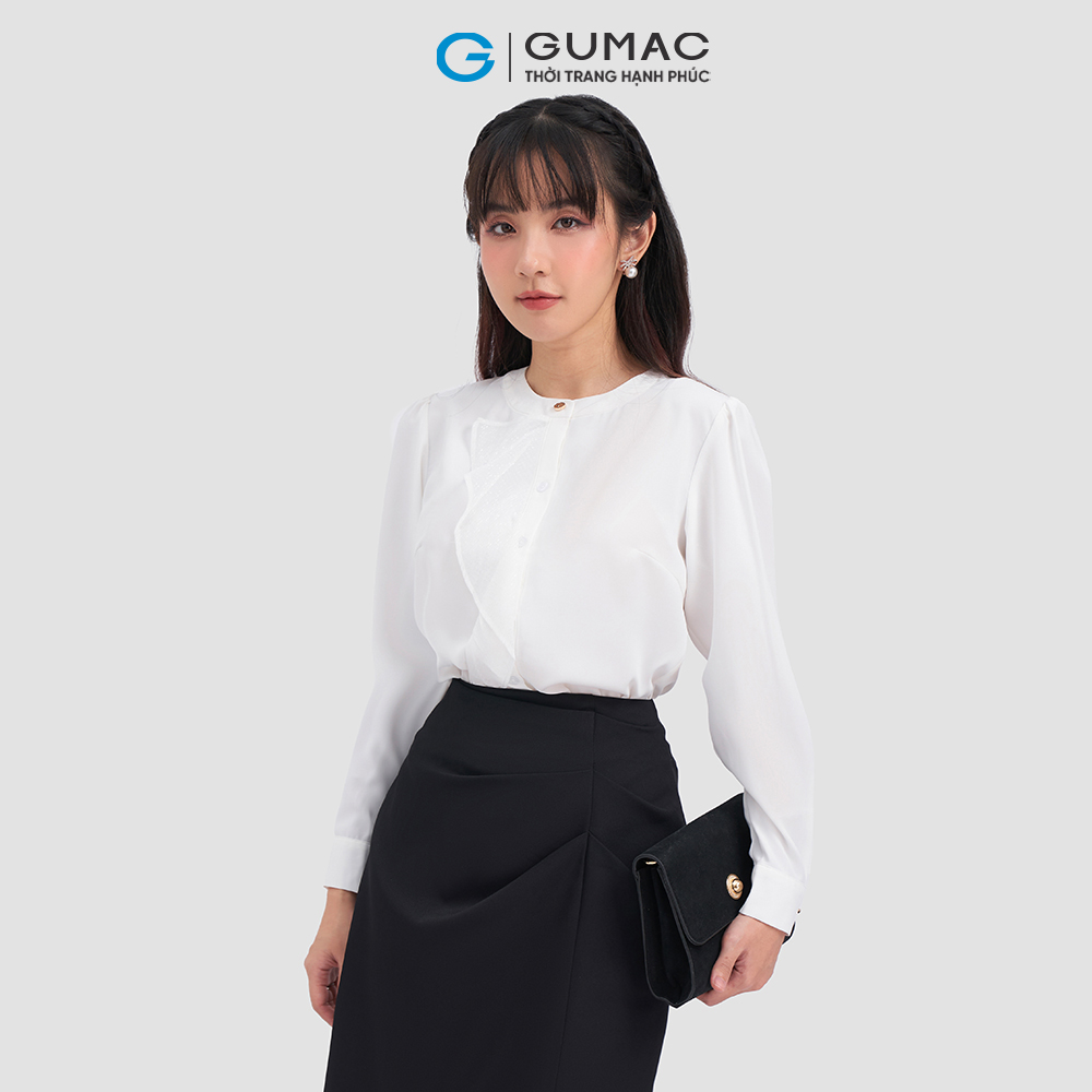 Áo cổ tròn GUMAC AC12041 phối bèo nữ tính