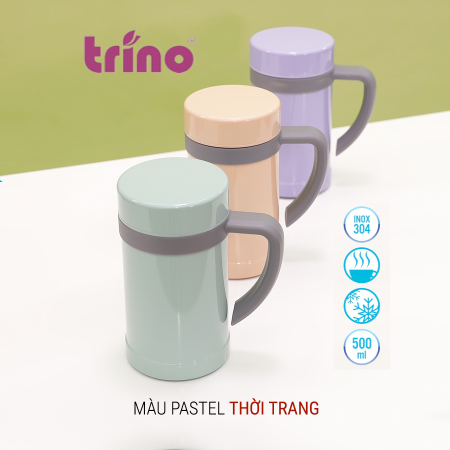 Bình Giữ Nhiệt Inox Có Tay Cầm Trino TN-550HL - Tím