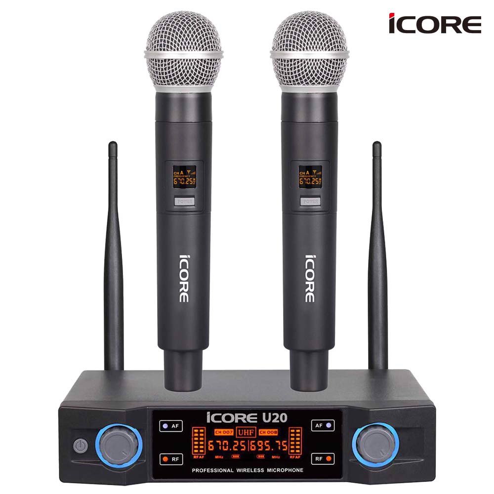 Bộ micro không dây UHF iCore U20 - hàng chính hãng