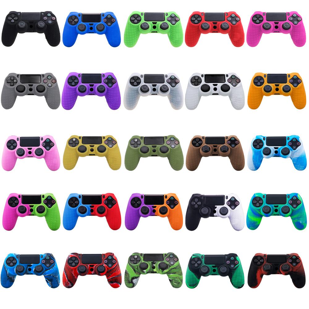 Vỏ bọc silicon ZOMTOP cho Vỏ tay cầm Dualshock 4 PS4 Pro Slim và Mũ kẹp ngón tay cái cho Phụ kiện trò chơi PlayStation 4 Màu sắc: 1 Đỏ