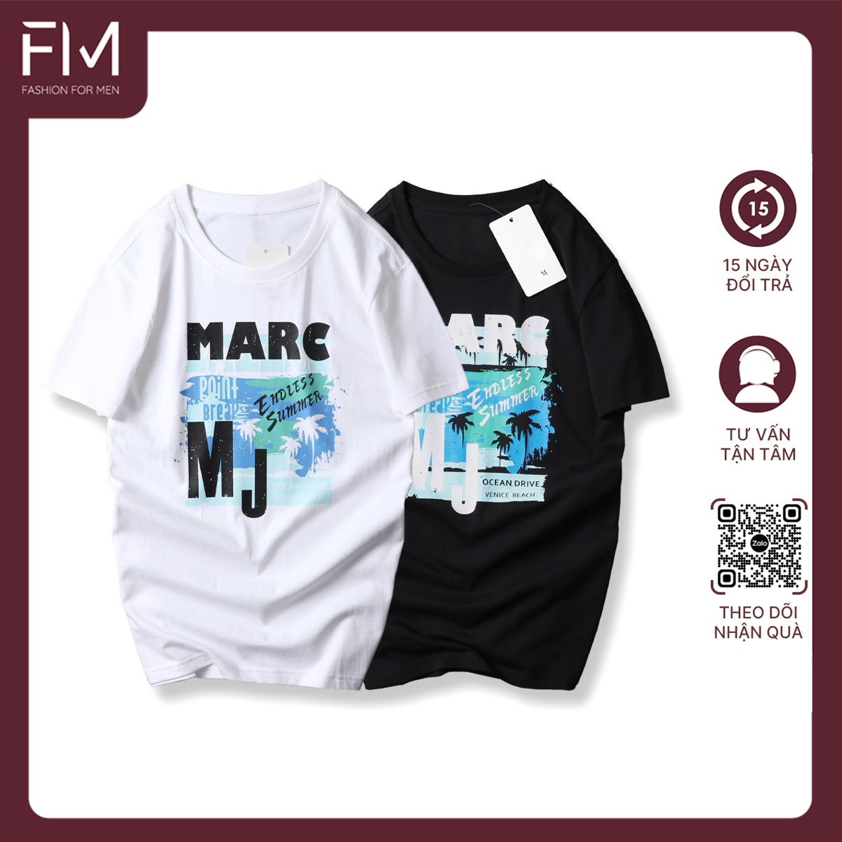 Áo thun cổ tròn thời trang nam,in hình phong cách mùa hè sôi động - FORMEN SHOP - FMPS188