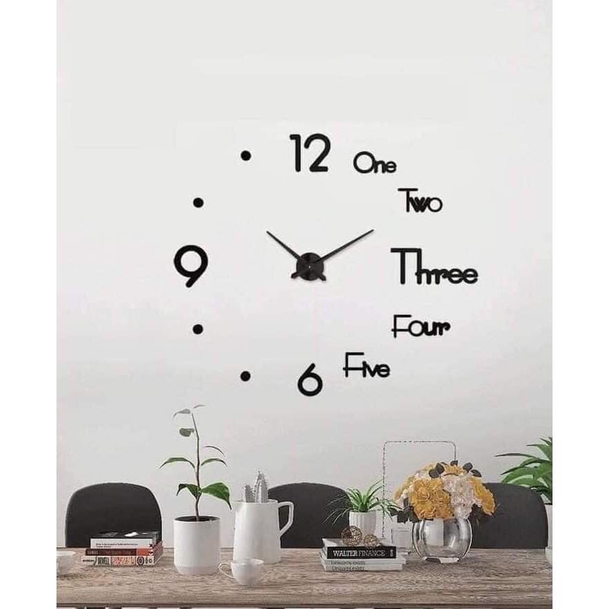 Bộ dán tường đồng hồ thiết kế 3D