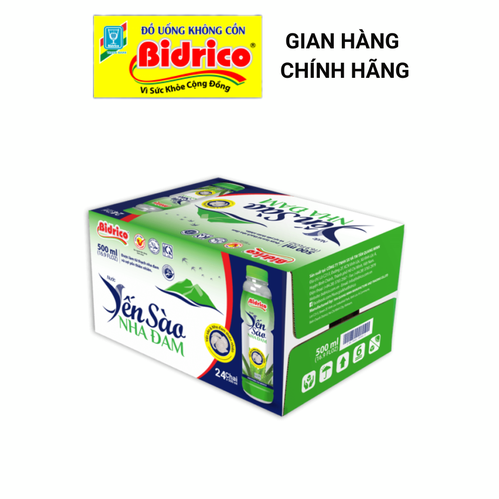 Nước Yến Sào Nha Đam Bidrico ( Thùng 24 chai 500ml )
