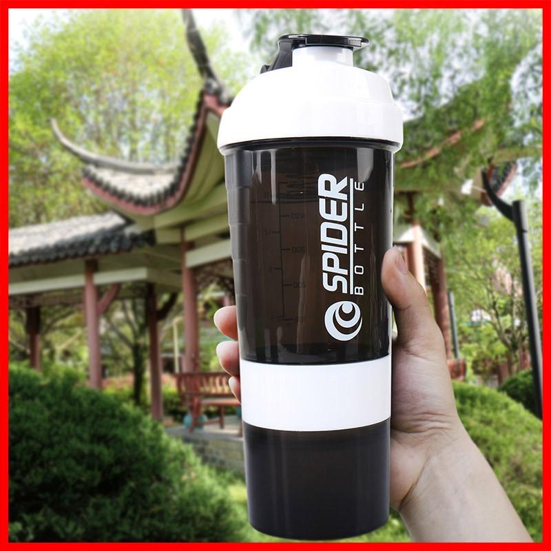 Bình nước thể thao - bình nước tập gym 3 ngăn 650ml