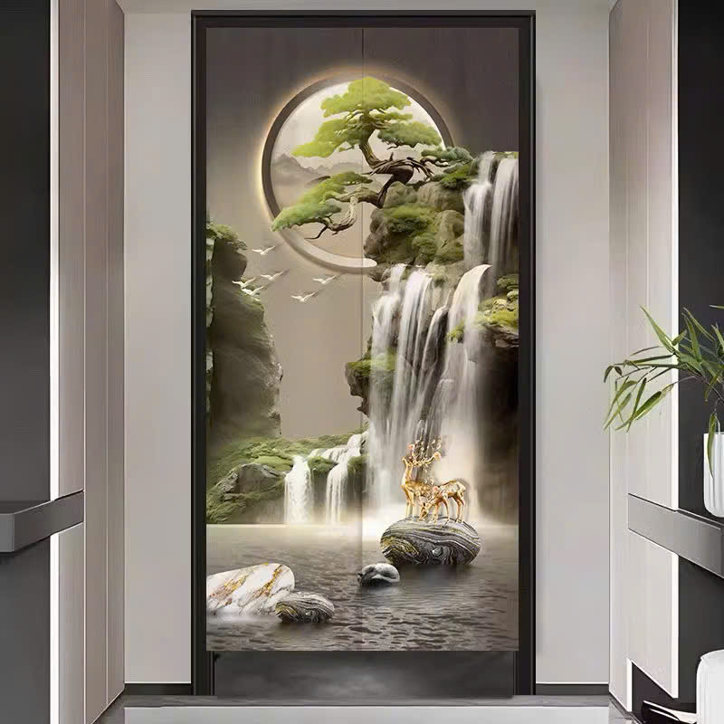 (HCM)Tranh treo tường tráng gương thác nước hùng vĩ dưới ánh trăng tranh phòng khách kèm đinh treo