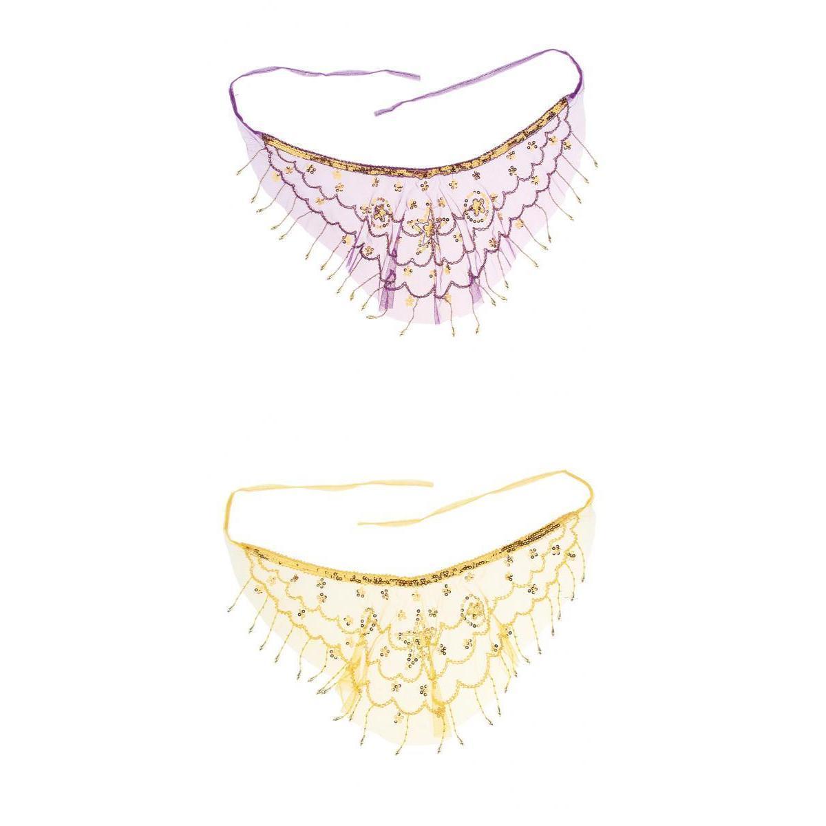 2  Lady Belly  Dance Beaded Sequins Face Halloween Costume Accessory