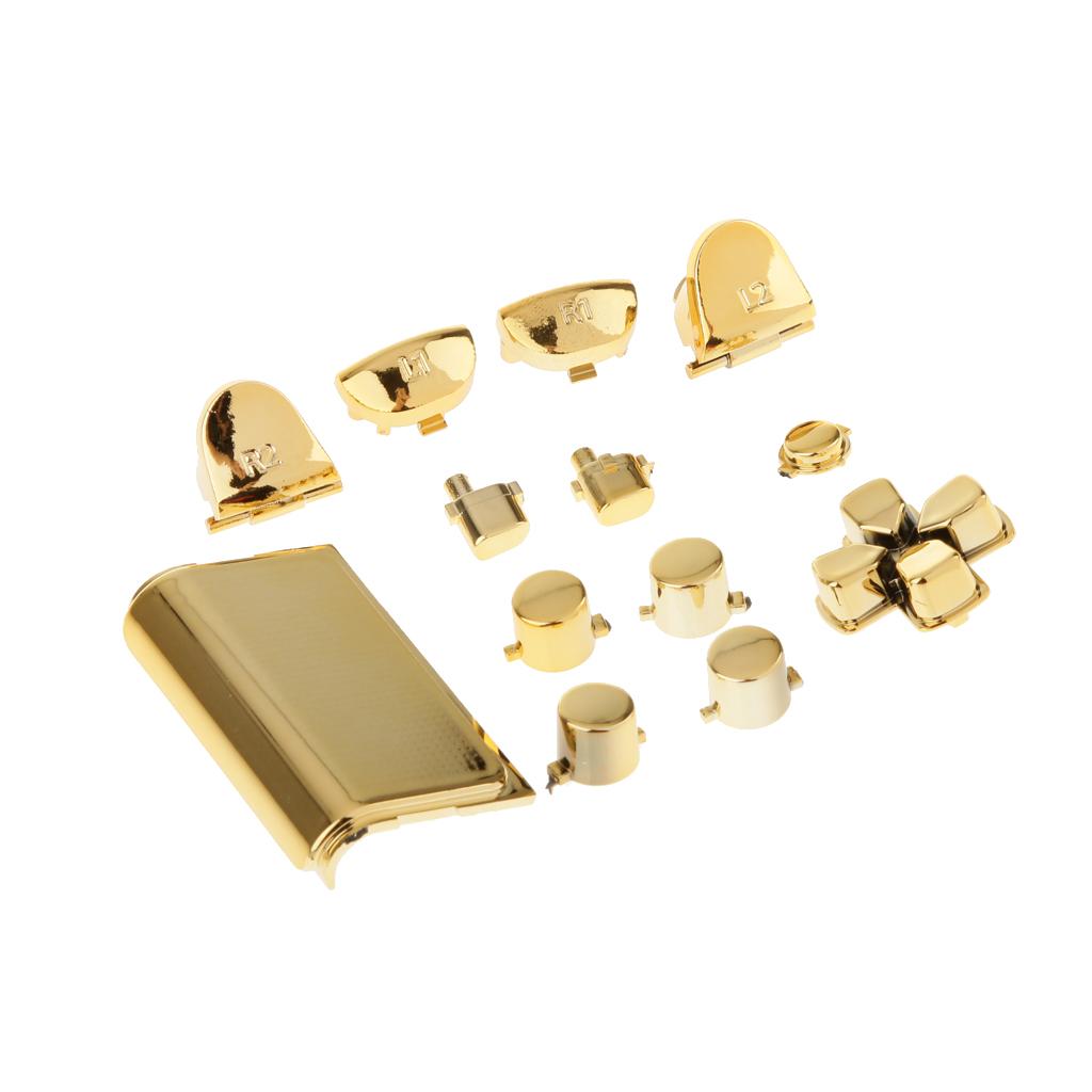 2Set Chrome Plating Housing Shell Buttons Replacementfor PS4 Controller-Gold