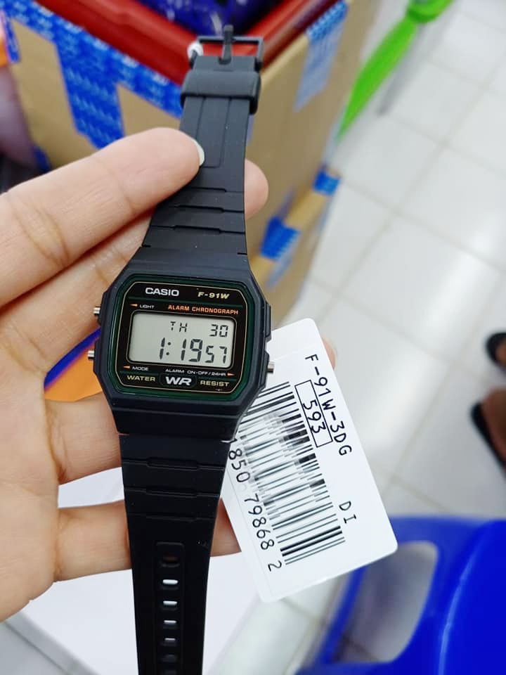 Đồng hồ nam dây nhựa mềm Casio F-91W-3DG