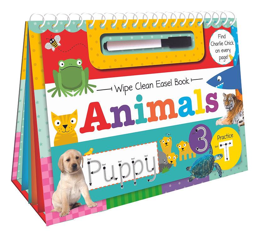 Wipe Clean Easel Book With Pen - Animals