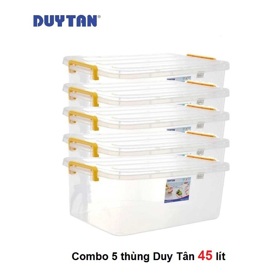 Combo 5 Thùng Nhựa Duy Tân Trong Suốt 45 Lít | Tritin