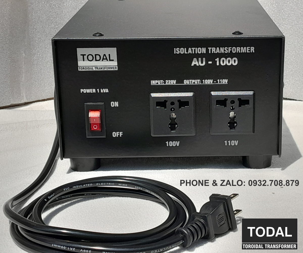 Biến áp cách ly xuyến TODAL 1kVA - Điện ra 110V/100V dây đồng