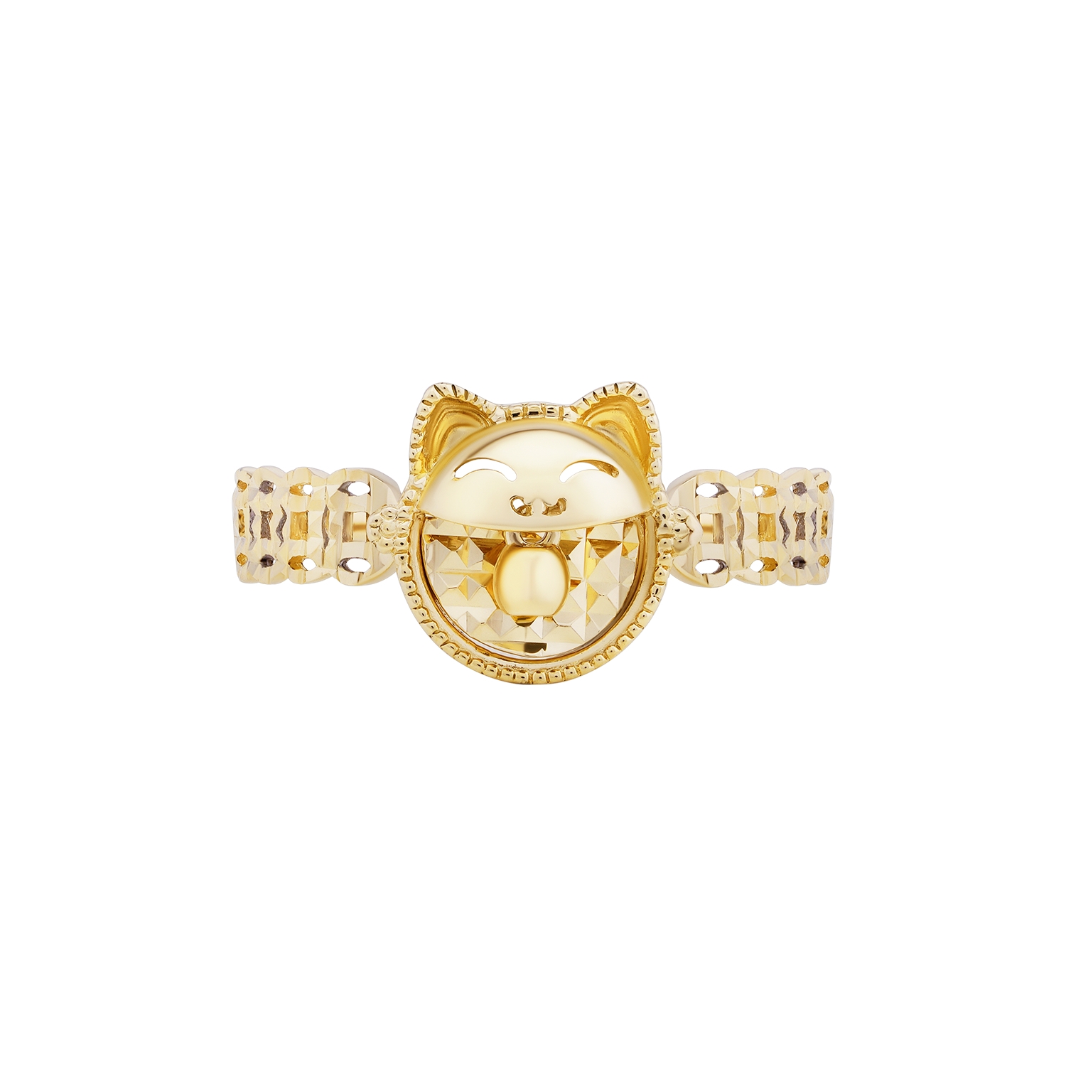 Nhẫn kim tiền vàng tây 14k Mèo Đại Cát NLF470 Huy Thanh Jewelry